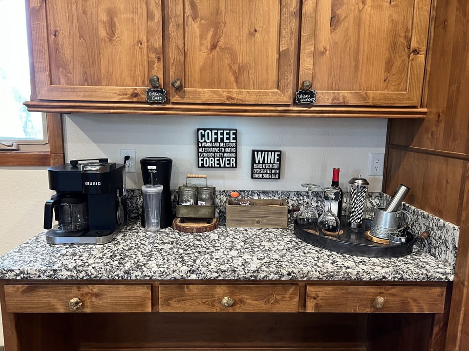 Complimentary coffee and wine