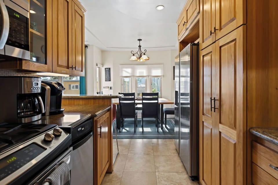 Kitchen looking into dining area