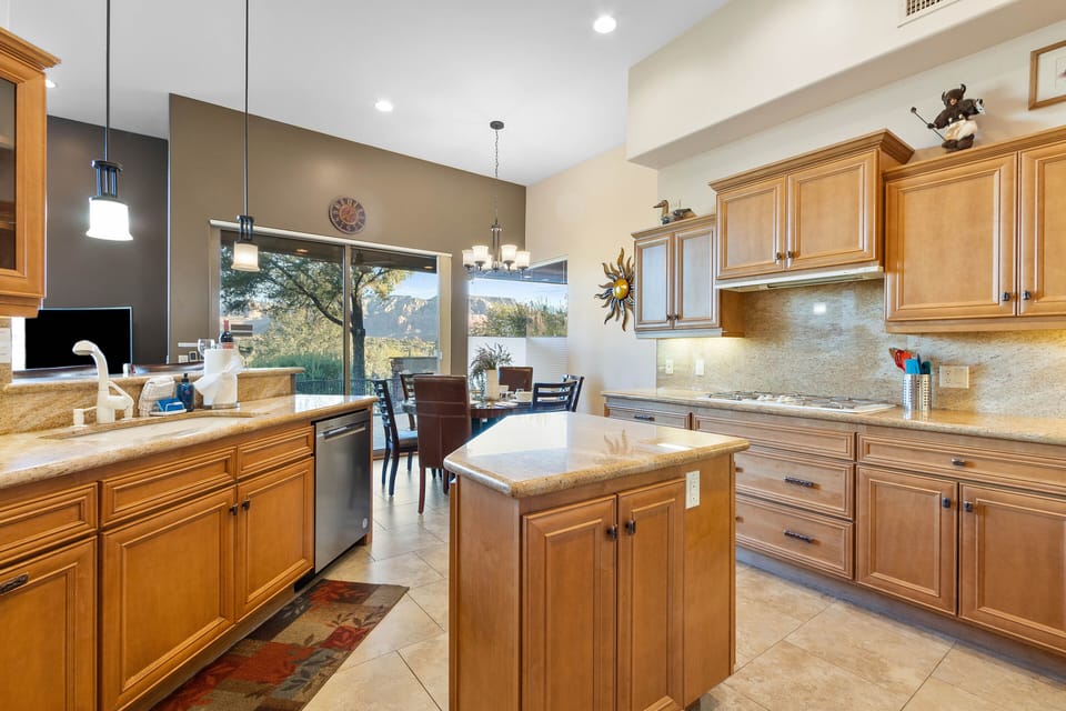 Fully Equipped Kitchen with Center Island and GE 5-Burner Gas Stovetop