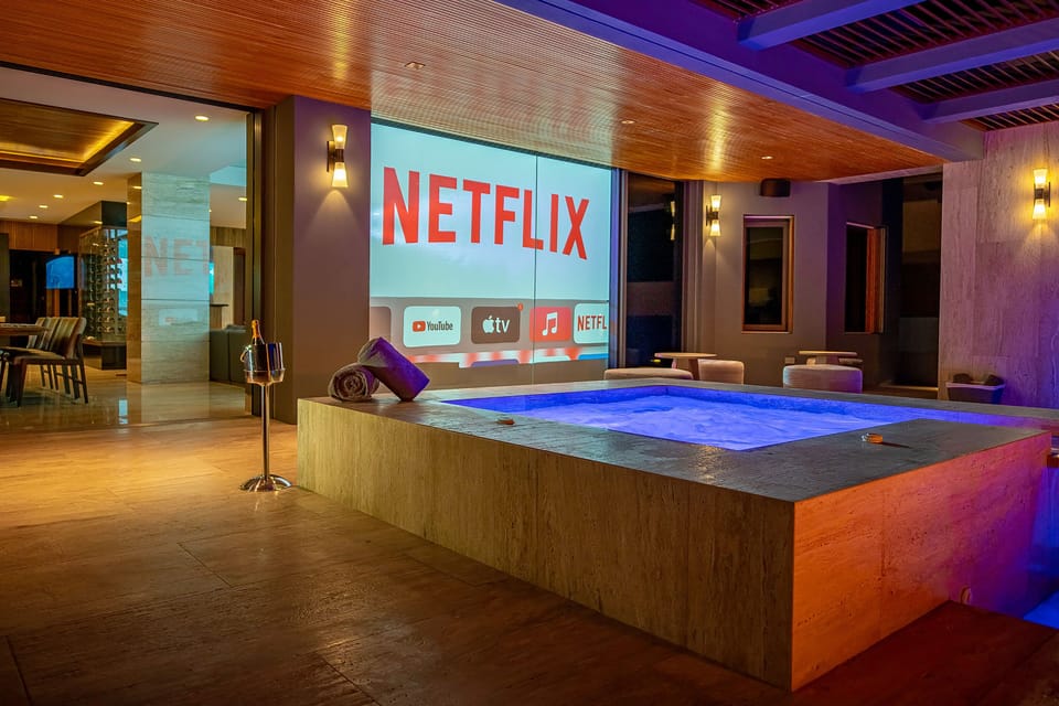 Outdoor patio with Smart Projector