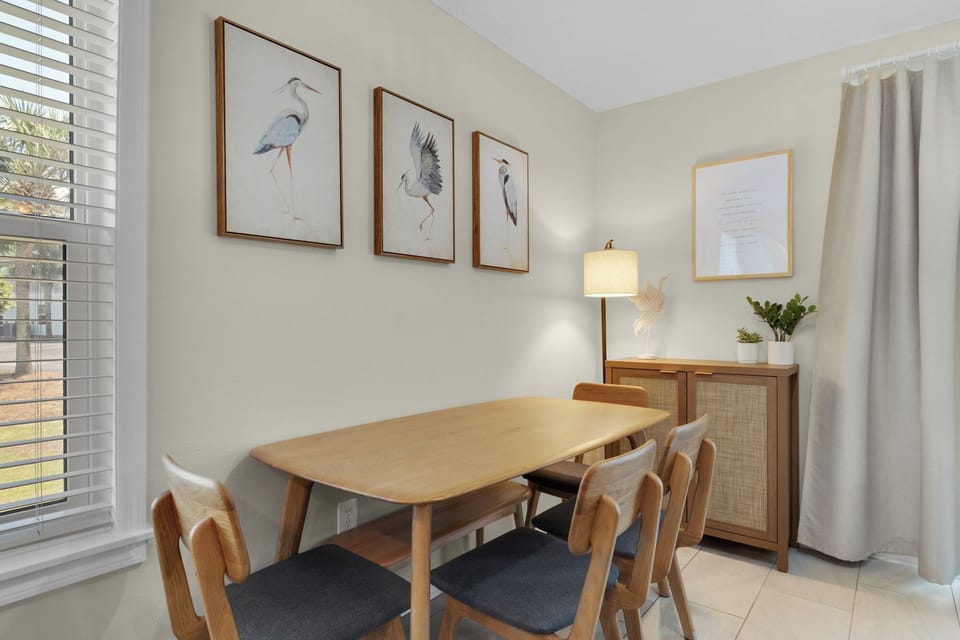 Dining table to accommodate 6 people with extra storage cabinet for food