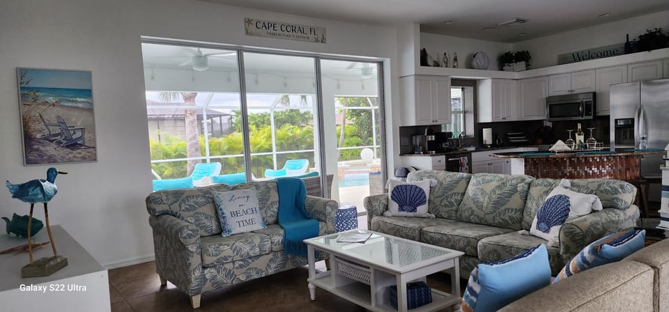 Living room and kitchen.
