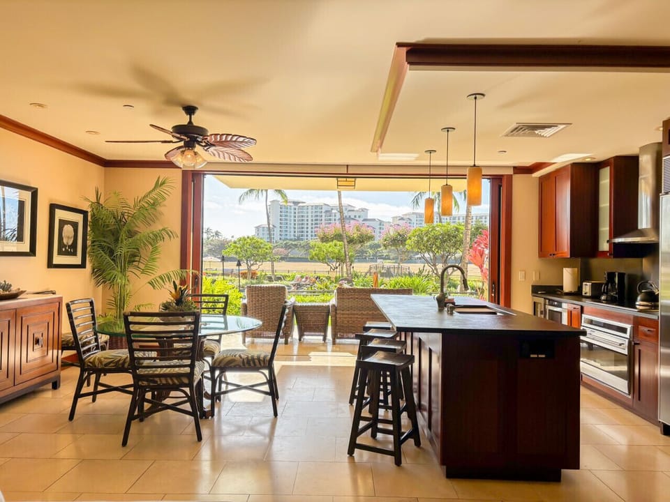 Dining area with sliding doors and refreshing ocean breeze