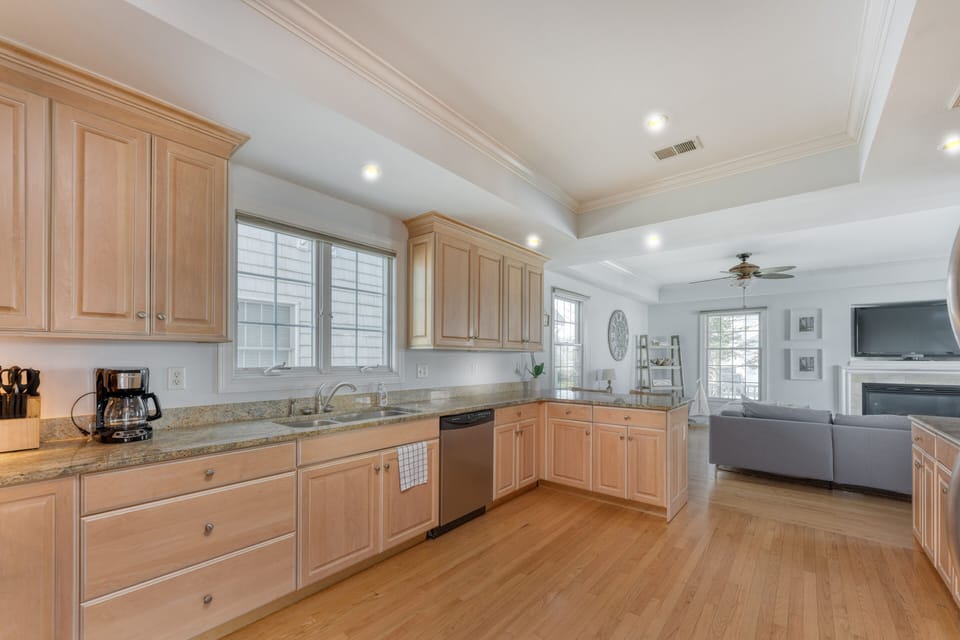 Kitchen into living room