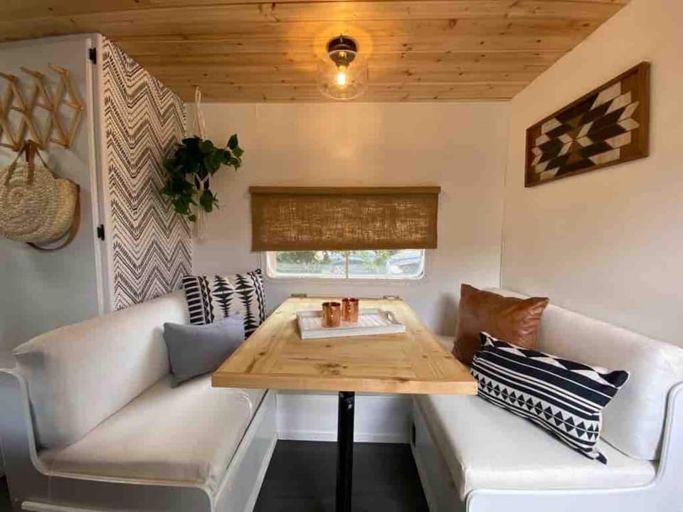 Dining nook in the trailer