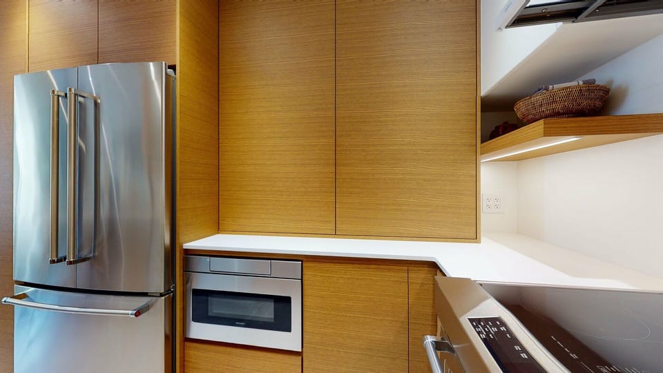 The open-concept layout makes it easy to cook and socialize at the same time.
