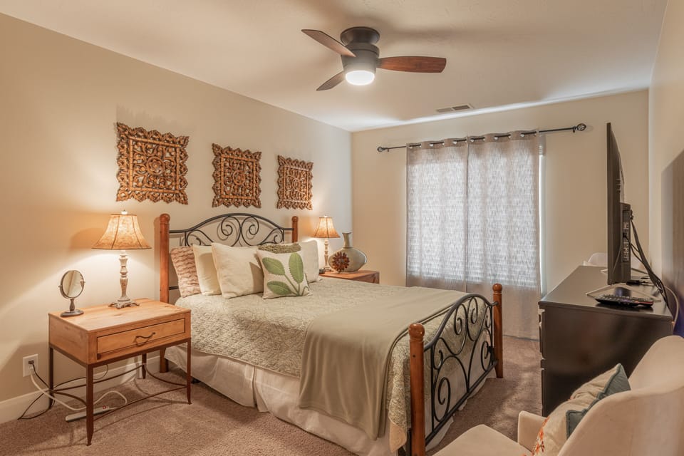 Bedroom 3 - Bedroom 3 includes a Queen bed, private TV, and closet.