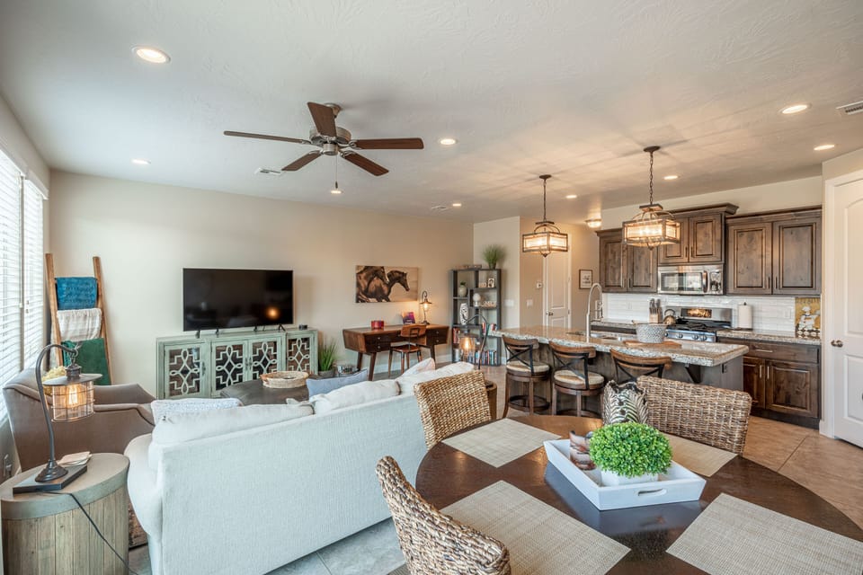 Dining Room View - With an open and spacious floor plan, the Dining Room and Kitchen can accommodate meal preparations for groups large or small.