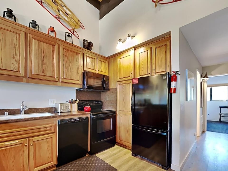 Indoors, Kitchen, Hardwood, Stained Wood, Refrigerator