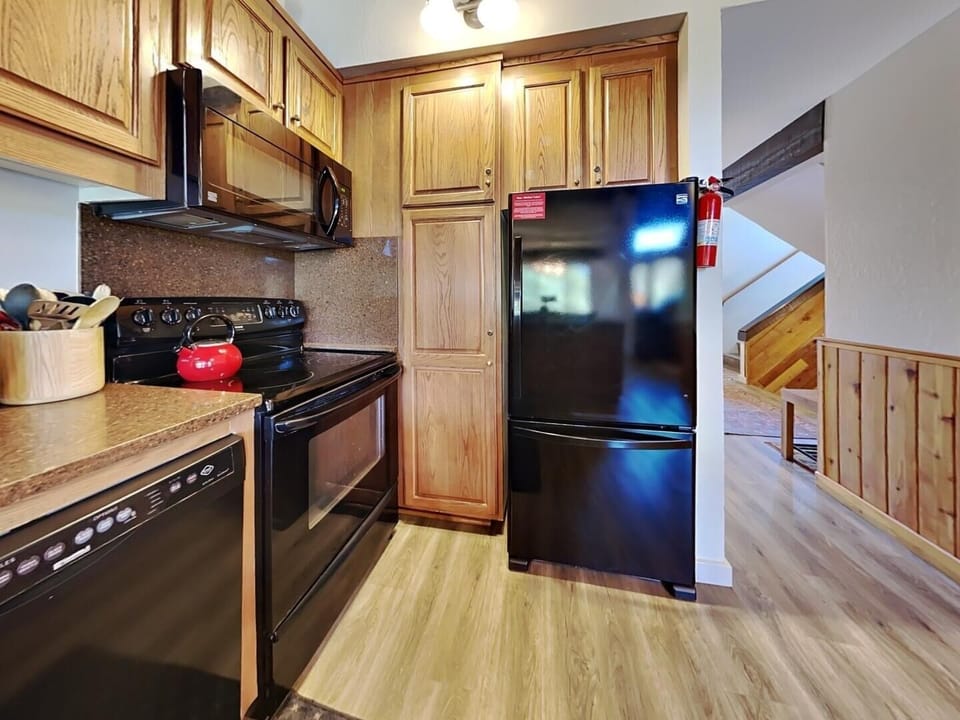 Indoors, Hardwood, Stained Wood, Refrigerator, Kitchen