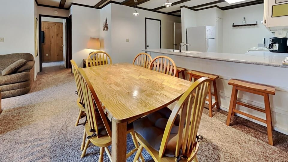 Dining area with bar seating for work or relaxation