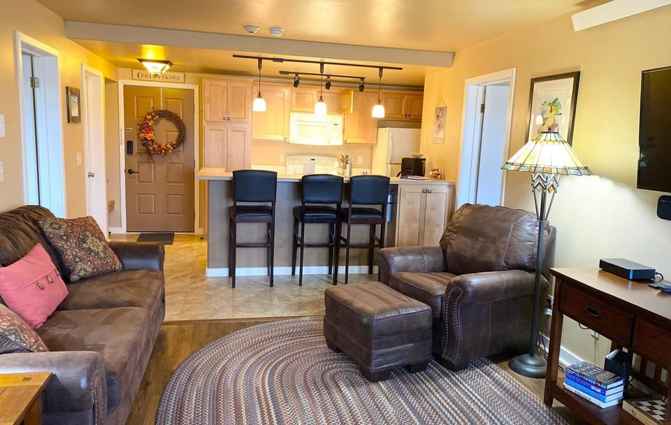 Living room from fireplace 
