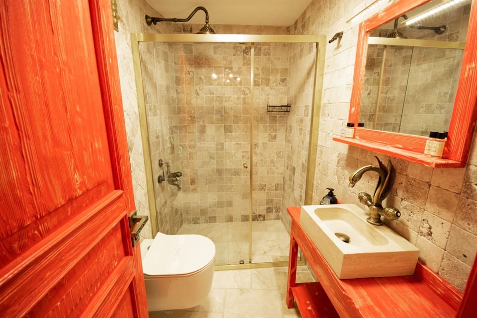 Deluxe Double Room | Bathroom | Shower, free toiletries, hair dryer, slippers