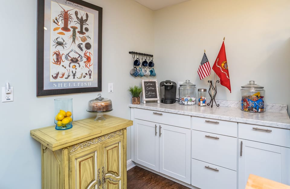 Coffee bar & a few snacks to tide you over. 