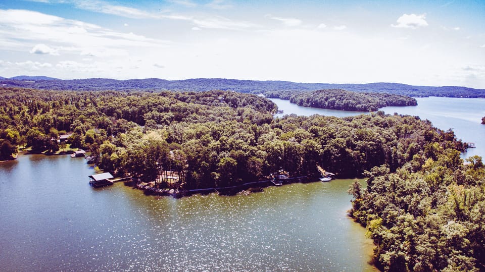 Aerial view of surrounding parts of lake