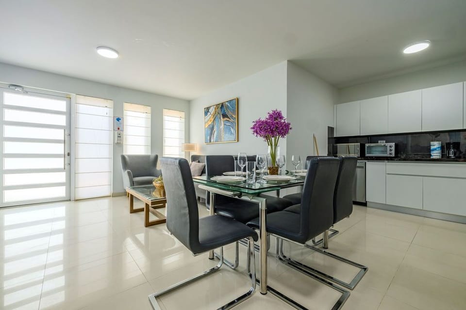 Spacious living and dining area with air conditioning