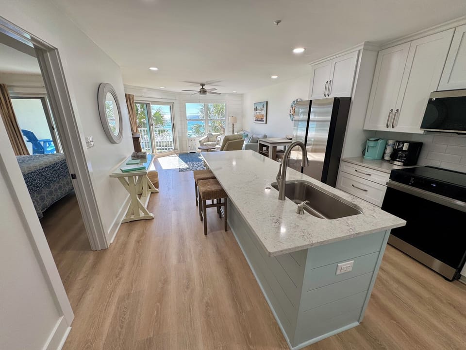 Updated kitchen with large island, new stainless appliances  