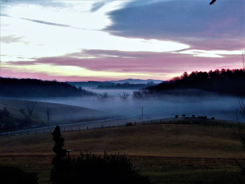 The view is amazing.  We are located on a working family farm.