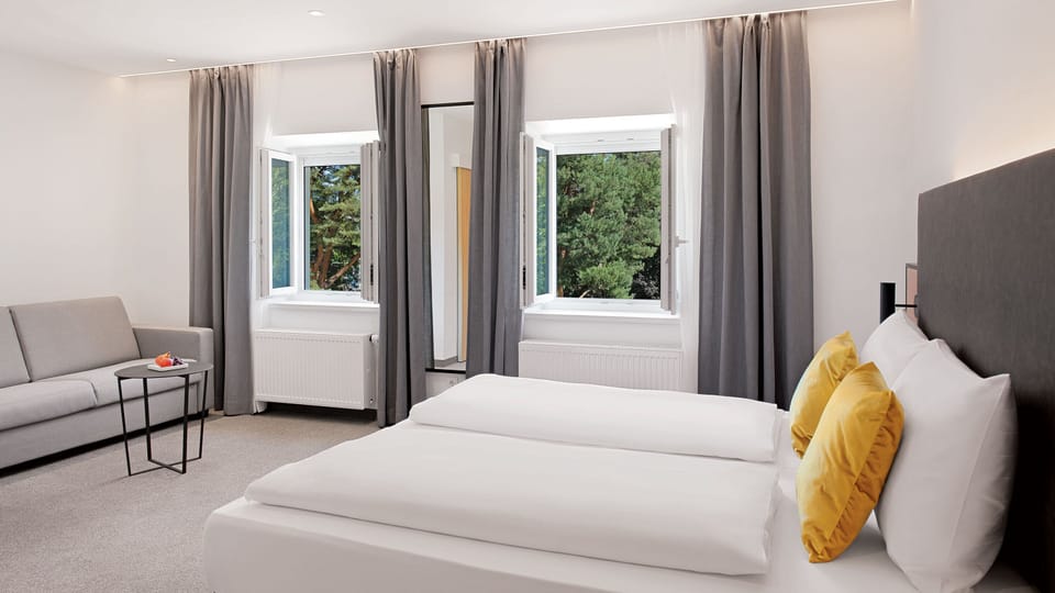 Desk, laptop workspace, free WiFi, bed sheets