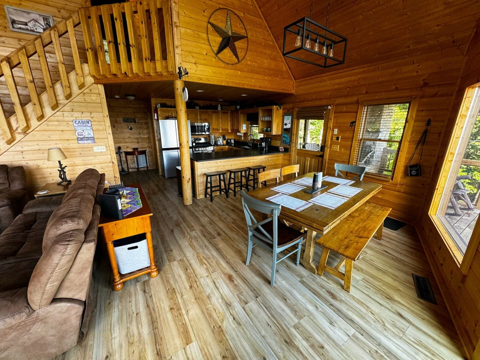 Open floor plan with dining for up to 9.
