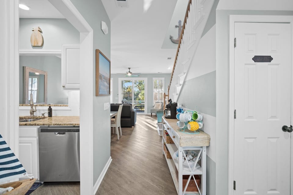 Coffee bar leading into living area
