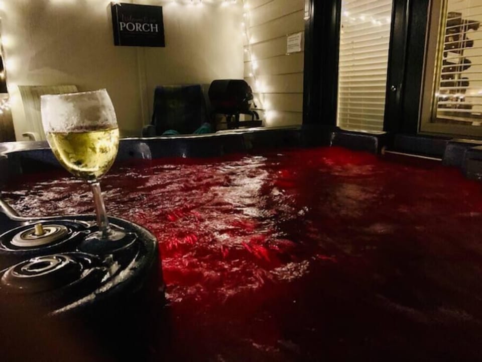 Evening hot tub relaxing time