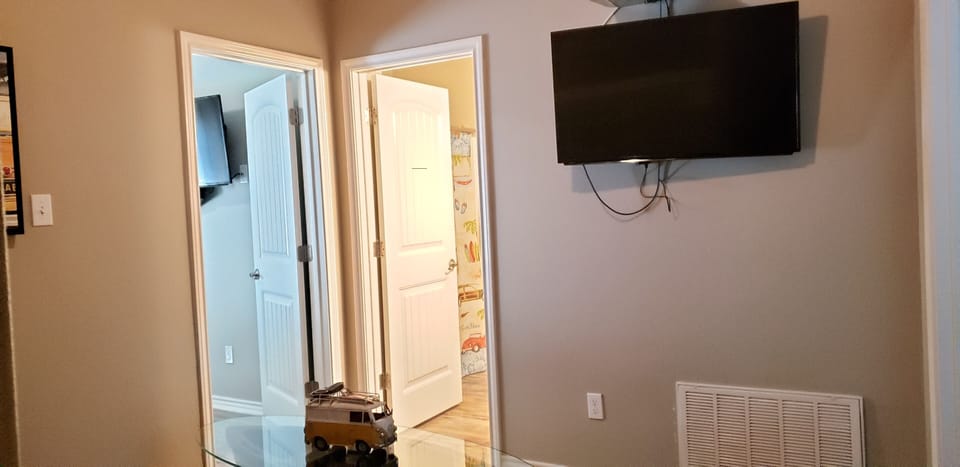 The loft also has a TV.