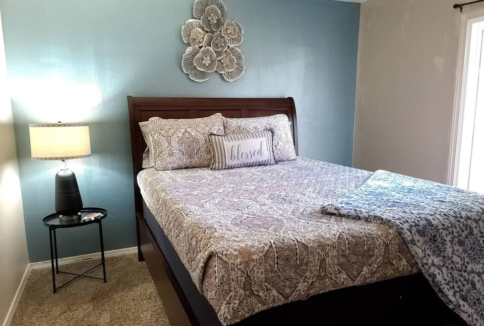 Queen bed featured in our private bedroom