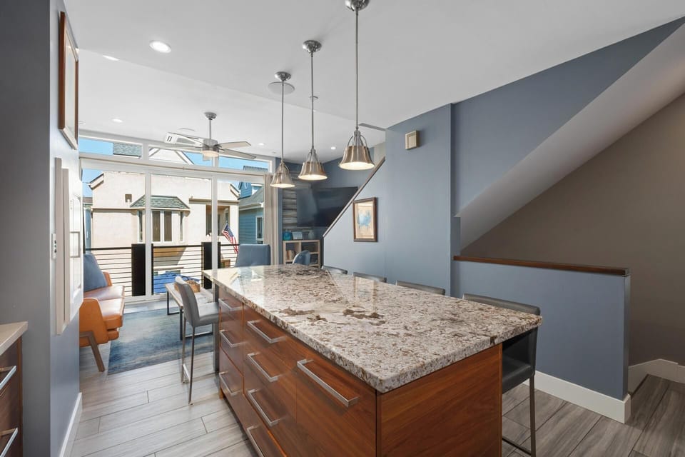 Gather with friends and family around the large kitchen island 