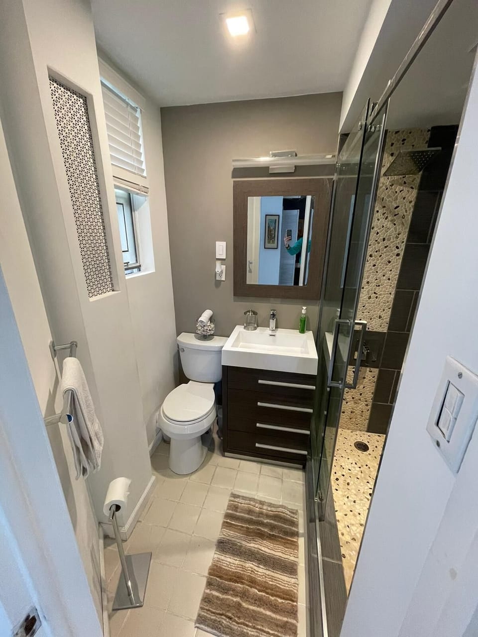 Bathroom. All new fixtures and custom shower.