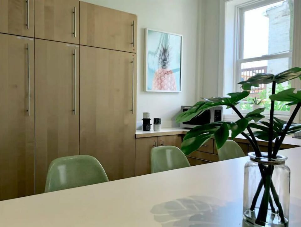 Plenty of lap-top friendly space to work remotely or mingle. 