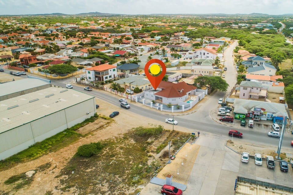 Aerial view of the property.