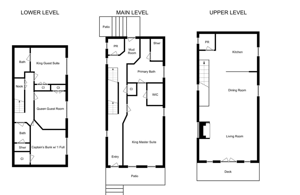 Chair 8 Lodge:Floor Plan upper, main and lower levels