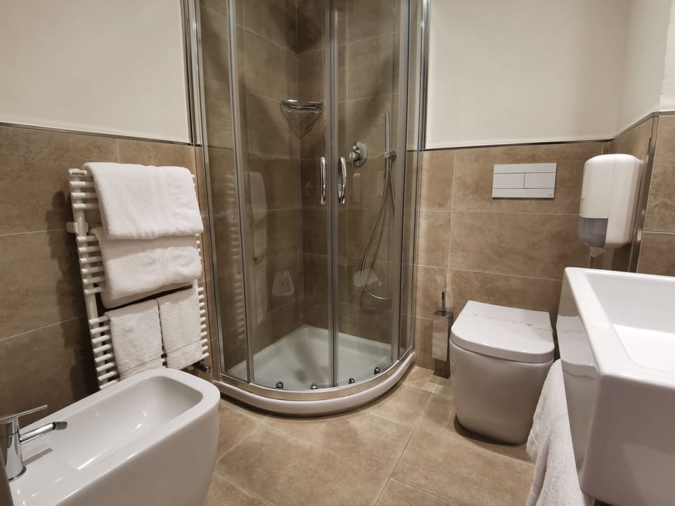 Rainfall showerhead, free toiletries, hair dryer, bidet