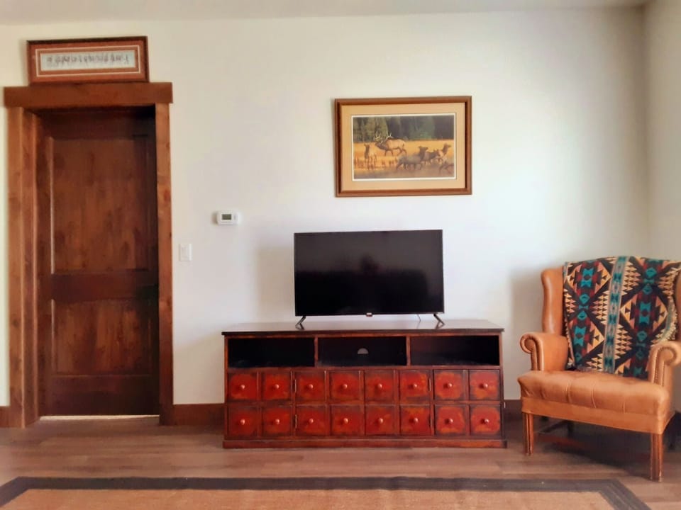 Downstair's living room with Roku TV.