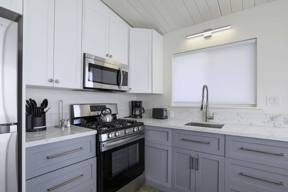 Remodeled kitchen with chef grade appliances.