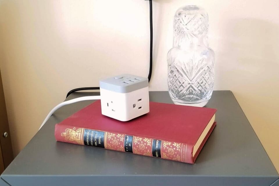 Charging stations on the nightstands for all your gadgets.
