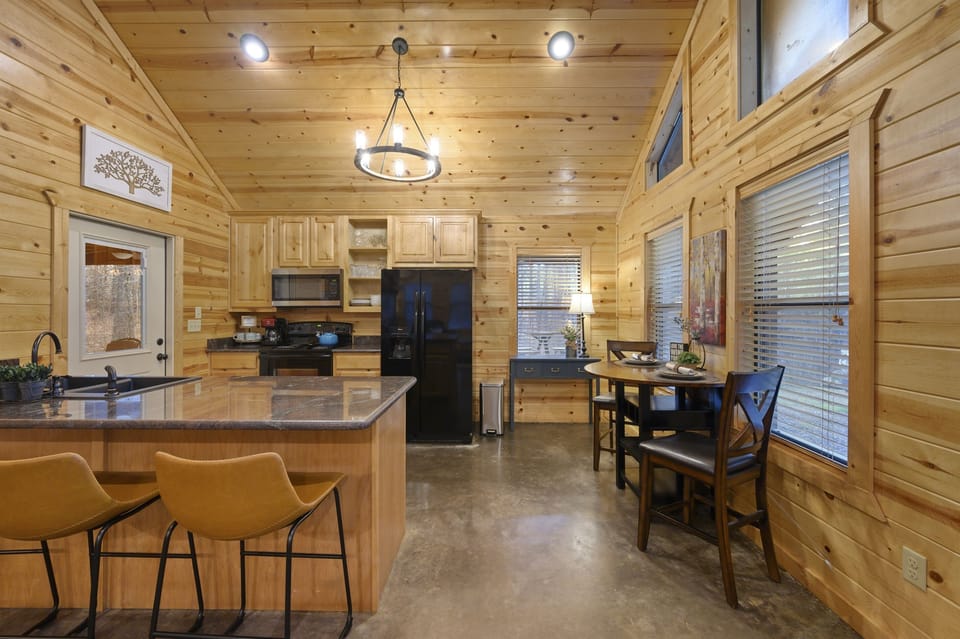 Plenty of seating at the 2 person dining table or at the kitchen island