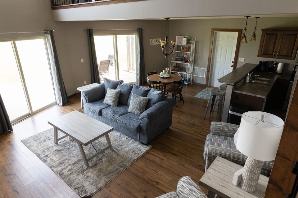 living, dining, kitchen