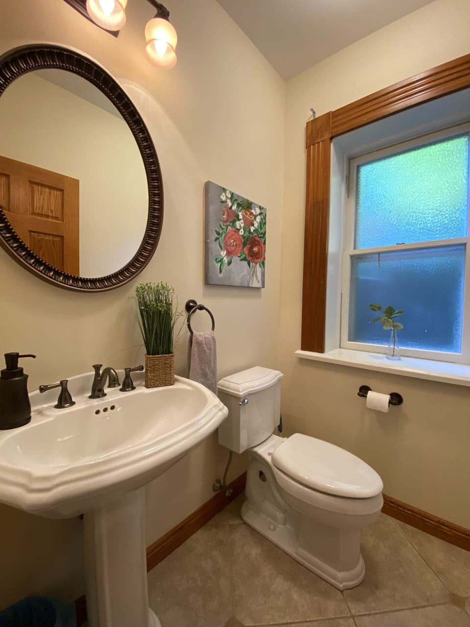 A half bath on the main floor…