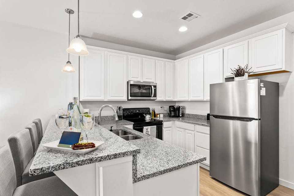 Extremely functional high end kitchen stocked with everything you'll need.