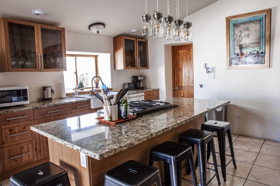 Open plan kitchen and living room.