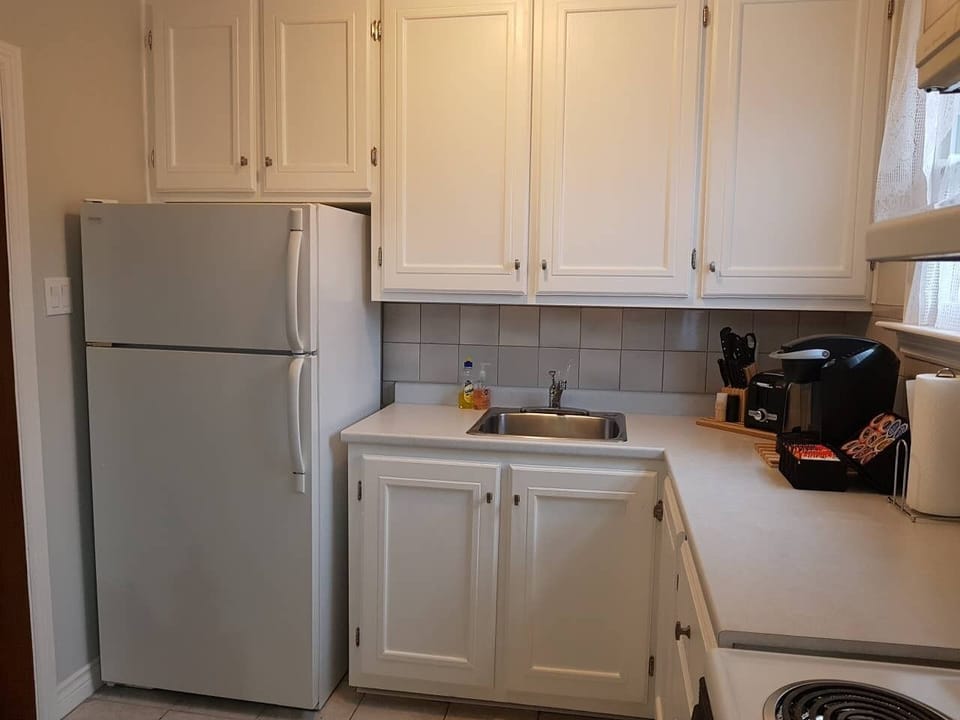Tastefully decorated spaces for that "homey" feel. The kitchen is bright and airy.