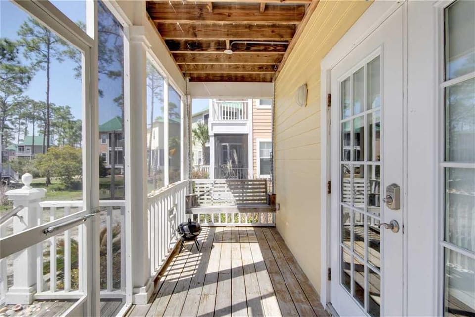 Downstairs patio swing.