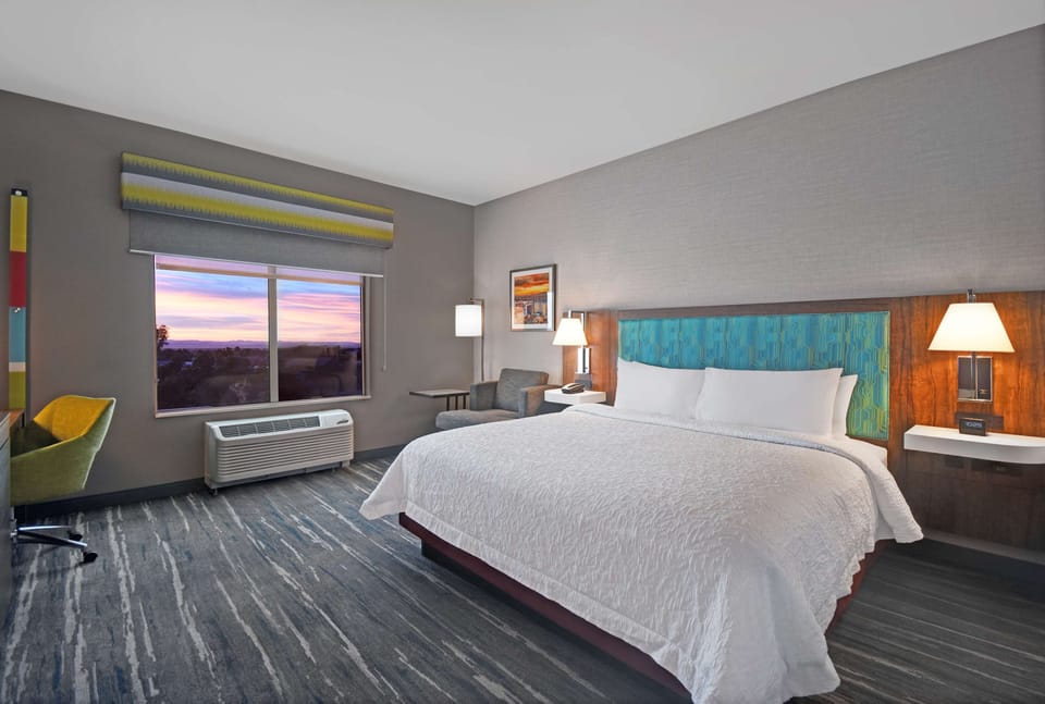 Room, 1 King Bed, Accessible (Mobility & Hearing, Roll-in Shower) | Down comforters, blackout drapes, iron/ironing board