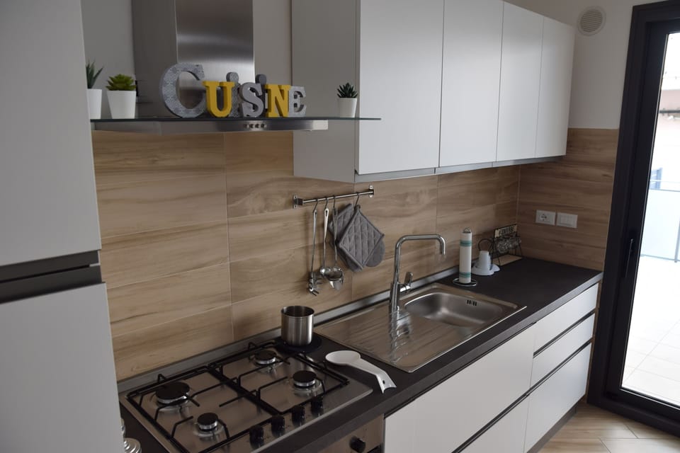 Oven, stovetop, cookware/dishes/utensils, cleaning supplies