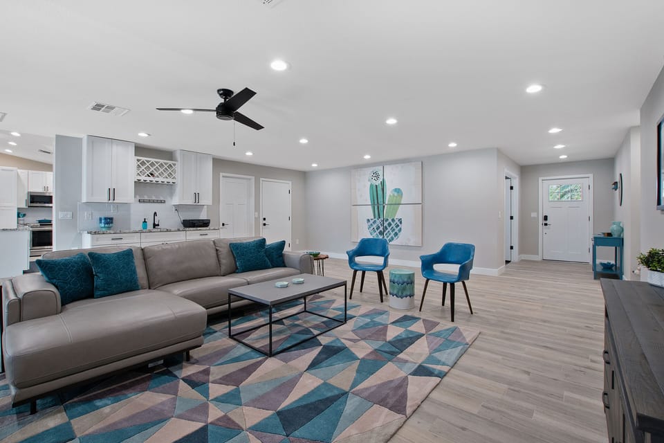 Family room off of the kitchen including 65" 4k TV