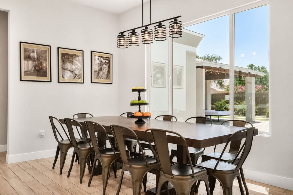 Large indoor dining table for 10-12.