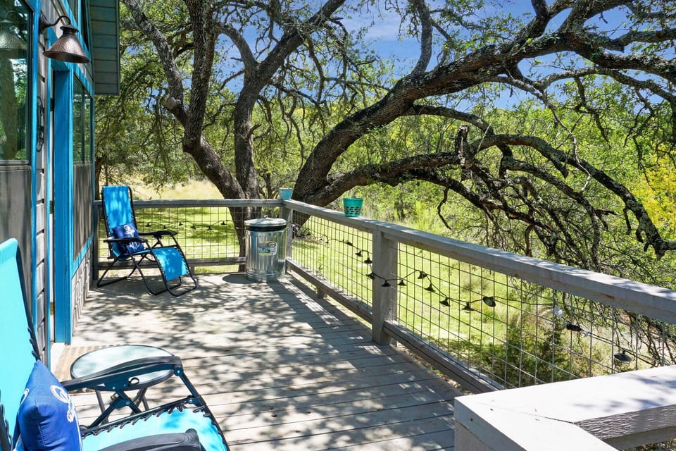 Expansive deck overlooking the wet weather creek.