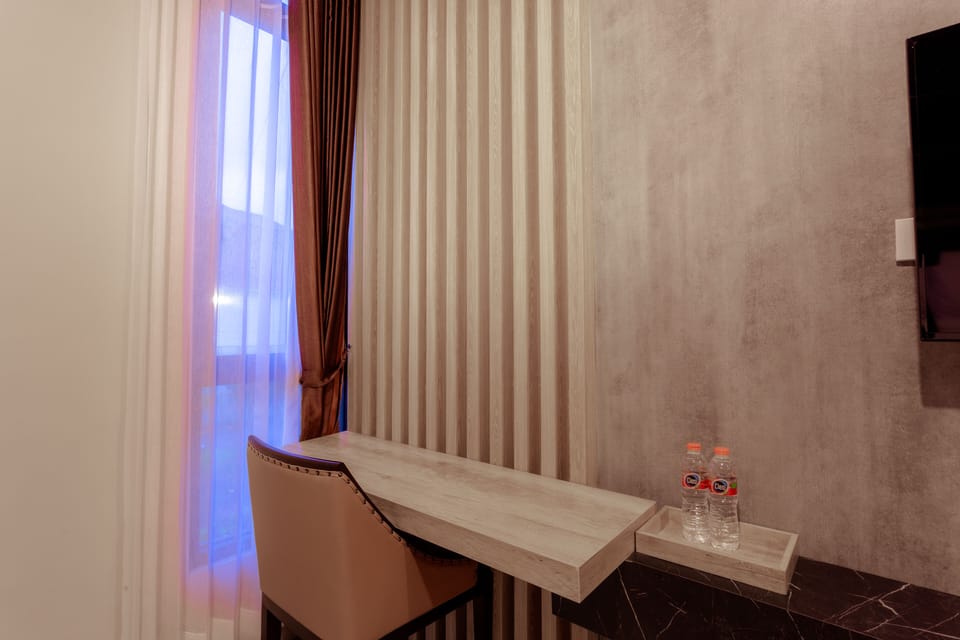 Premium bedding, desk, soundproofing, iron/ironing board
